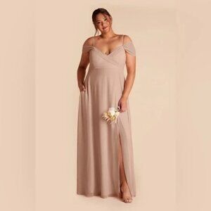 Birdy Grey Spence Convertible Dress in Chiffon Taupe 1X Wedding Gown Romantic